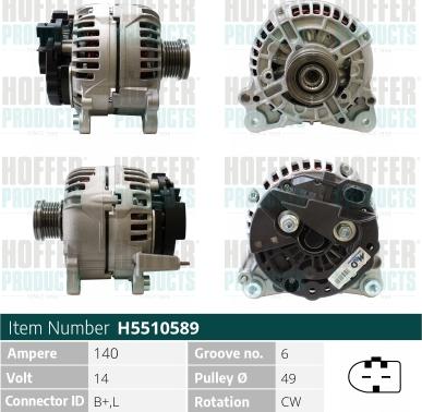 Hoffer H5510589 - Alternator autospares.lv