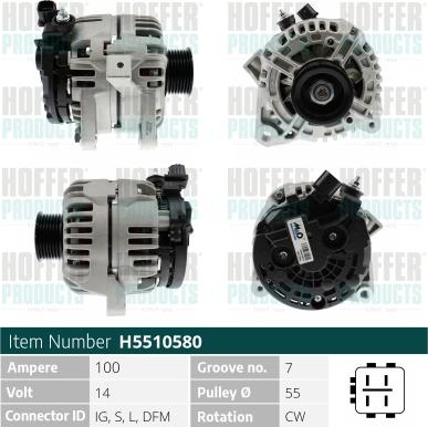 Hoffer H5510580 - Alternator autospares.lv