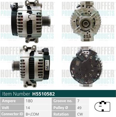 Hoffer H5510582 - Alternator autospares.lv