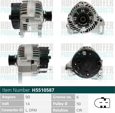 Hoffer H5510587 - Alternator autospares.lv