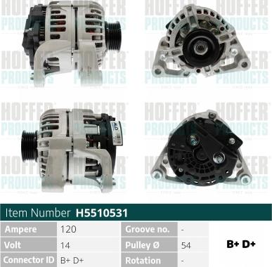 Hoffer H5510531 - Alternator autospares.lv