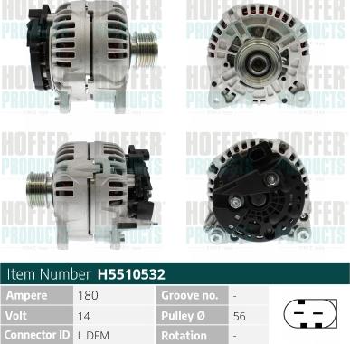 Hoffer H5510532 - Alternator autospares.lv