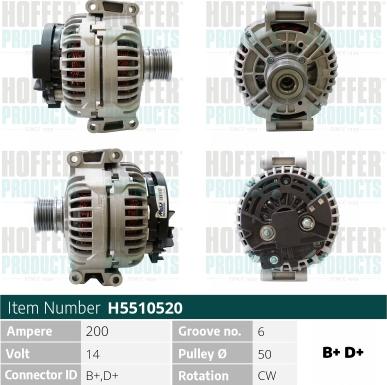 Hoffer H5510520 - Alternator autospares.lv