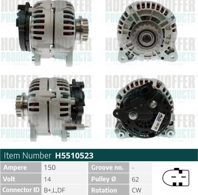 Hoffer H5510523 - Alternator autospares.lv