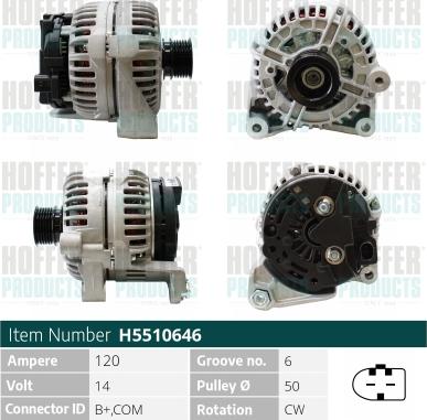 Hoffer H5510646 - Alternator autospares.lv