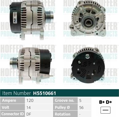 Hoffer H5510661 - Alternator autospares.lv