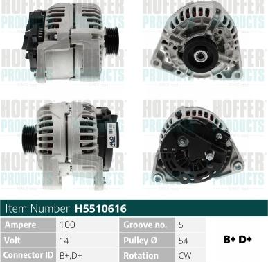 Hoffer H5510616 - Alternator autospares.lv