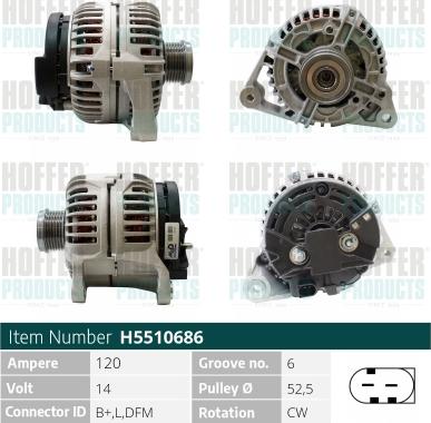 Hoffer H5510686 - Alternator autospares.lv