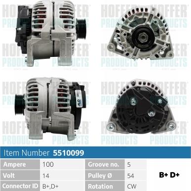 Hoffer H5510099 - Alternator autospares.lv