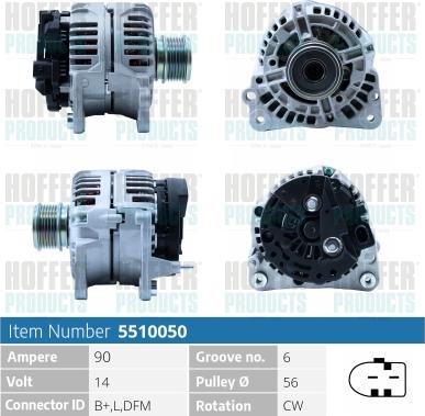 Hoffer H5510050 - Alternator autospares.lv