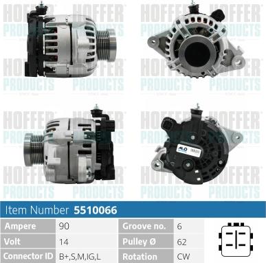 Hoffer H5510066 - Alternator autospares.lv