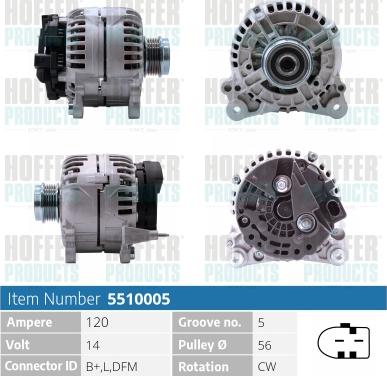 Hoffer H5510005 - Alternator autospares.lv