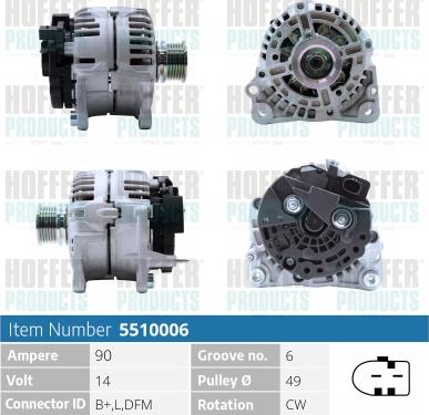 Hoffer H5510006 - Alternator autospares.lv