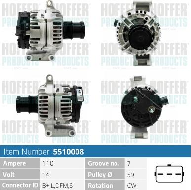 Hoffer H5510008 - Alternator autospares.lv