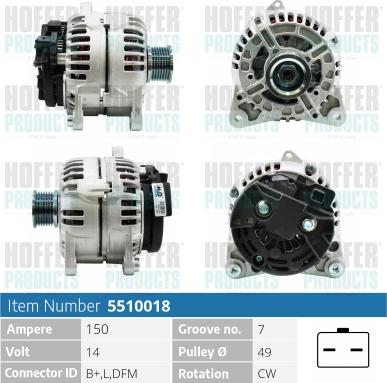 Hoffer H5510018 - Alternator autospares.lv