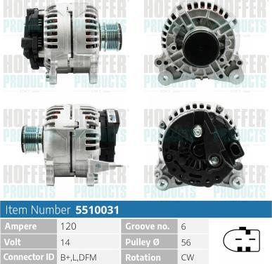 Hoffer H5510031 - Alternator autospares.lv