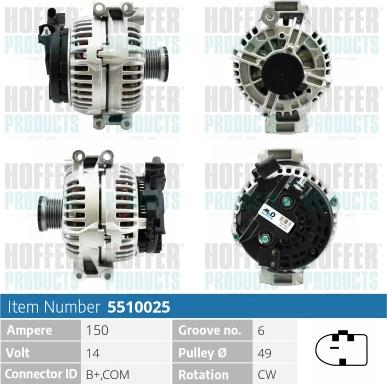 Hoffer H5510025 - Alternator autospares.lv