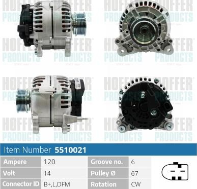 Hoffer H5510021 - Alternator autospares.lv