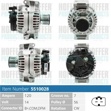 Hoffer H5510028 - Alternator autospares.lv