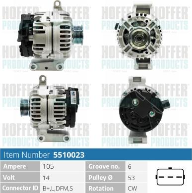 Hoffer H5510023 - Alternator autospares.lv