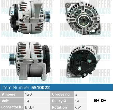 Hoffer H5510022 - Alternator autospares.lv