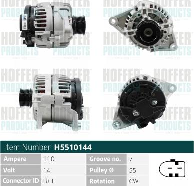 Hoffer H5510144 - Alternator autospares.lv