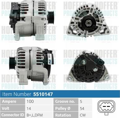 Hoffer H5510147 - Alternator autospares.lv