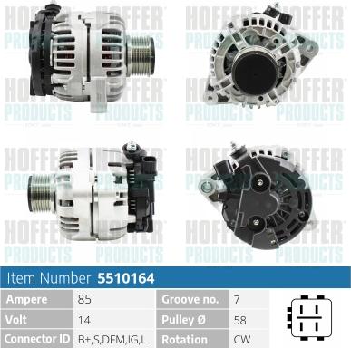 Hoffer H5510164 - Alternator autospares.lv