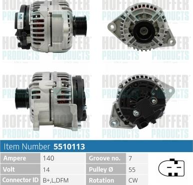 Hoffer H5510113 - Alternator autospares.lv