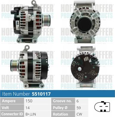 Hoffer H5510117 - Alternator autospares.lv