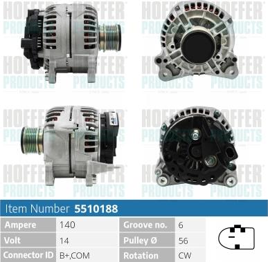 Hoffer H5510188 - Alternator autospares.lv