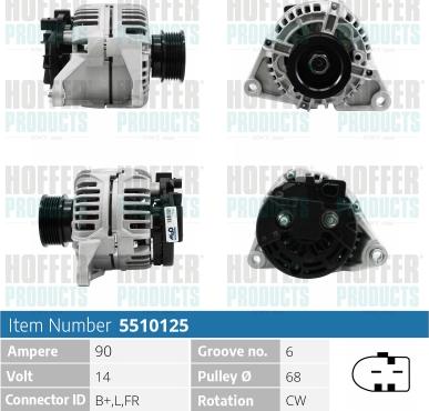 Hoffer H5510125 - Alternator autospares.lv