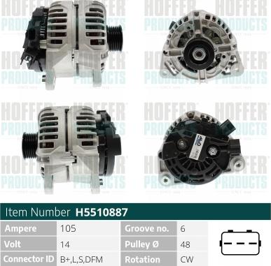 Hoffer H5510887 - Alternator autospares.lv