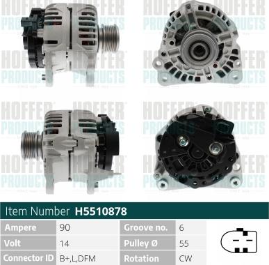 Hoffer H5510878 - Alternator autospares.lv