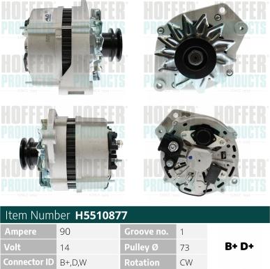 Hoffer H5510877 - Alternator autospares.lv