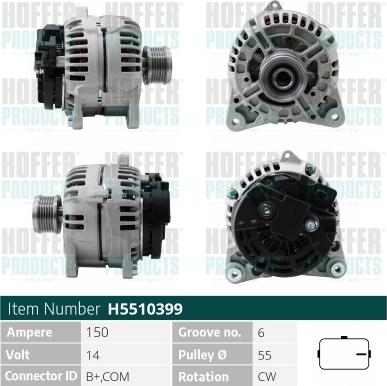 Hoffer H5510399P - Alternator autospares.lv