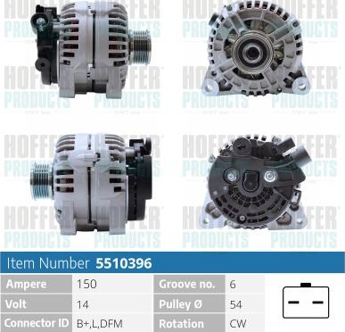 Hoffer H5510396 - Alternator autospares.lv