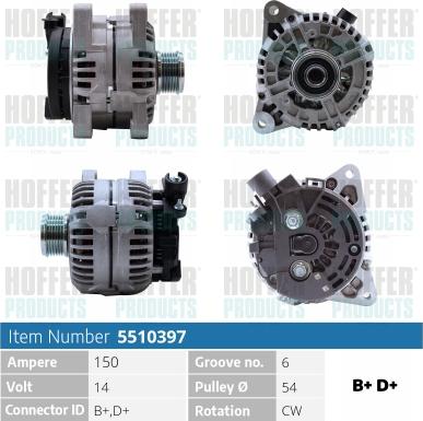 Hoffer H5510397 - Alternator autospares.lv