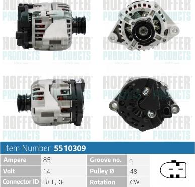 Hoffer H5510309 - Alternator autospares.lv