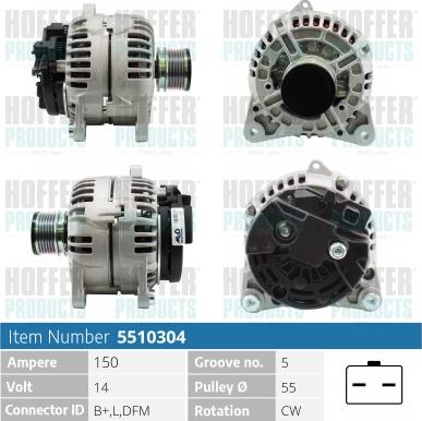 Hoffer H5510304 - Alternator autospares.lv