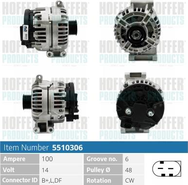 Hoffer H5510306 - Alternator autospares.lv