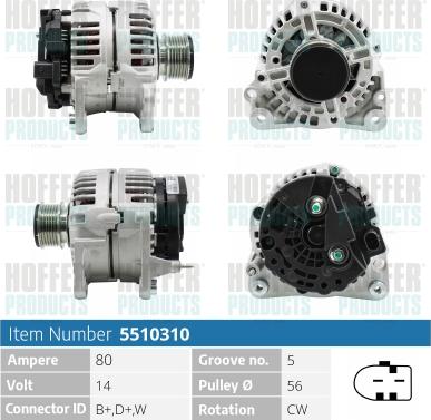 Hoffer H5510310 - Alternator autospares.lv