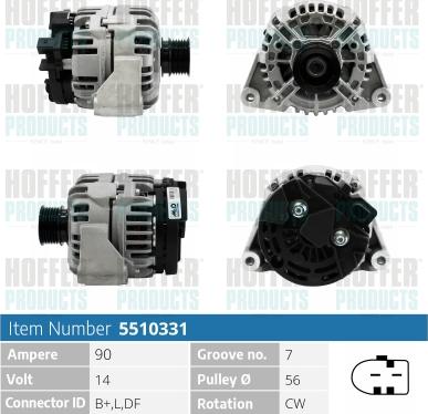 Hoffer H5510331 - Alternator autospares.lv