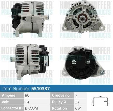 Hoffer H5510337 - Alternator autospares.lv