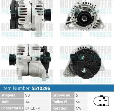 Hoffer H5510296 - Alternator autospares.lv