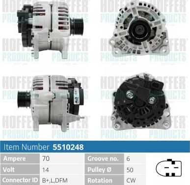 Hoffer H5510248 - Alternator autospares.lv