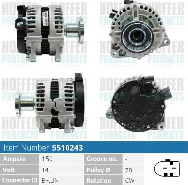 Hoffer H5510243 - Alternator autospares.lv