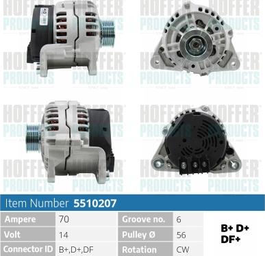 Hoffer H5510207 - Alternator autospares.lv