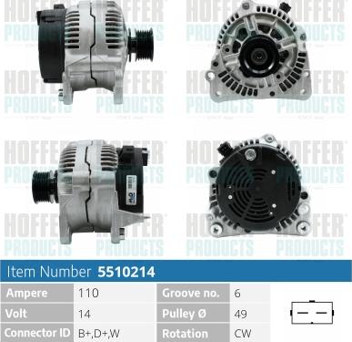 Hoffer H5510214 - Alternator autospares.lv