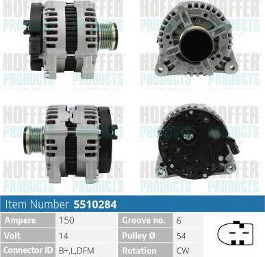 Hoffer H5510284P - Alternator autospares.lv